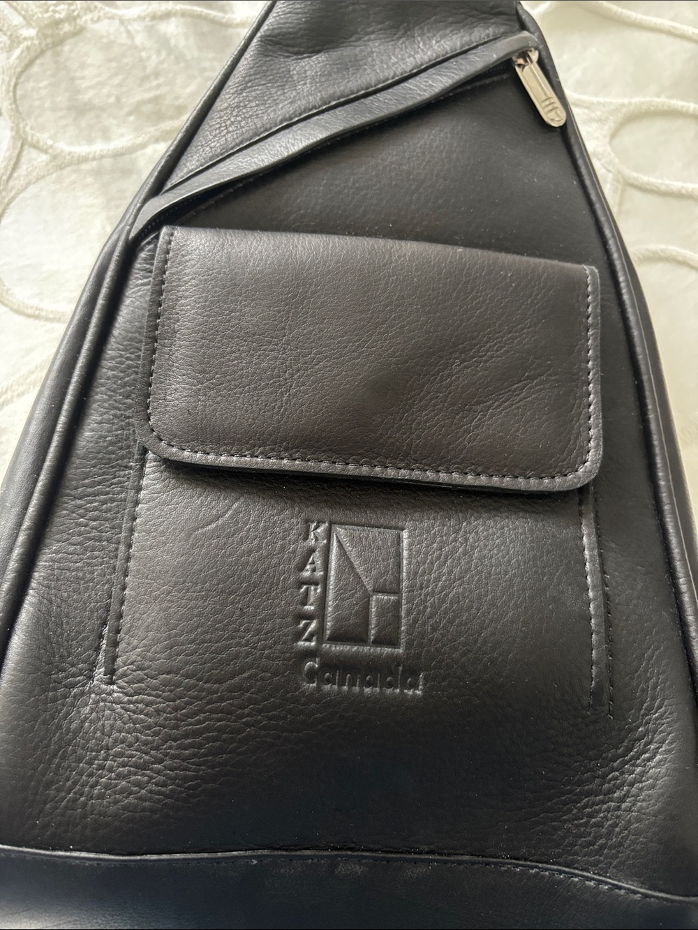 Black Leather Shoulder Sling Bag